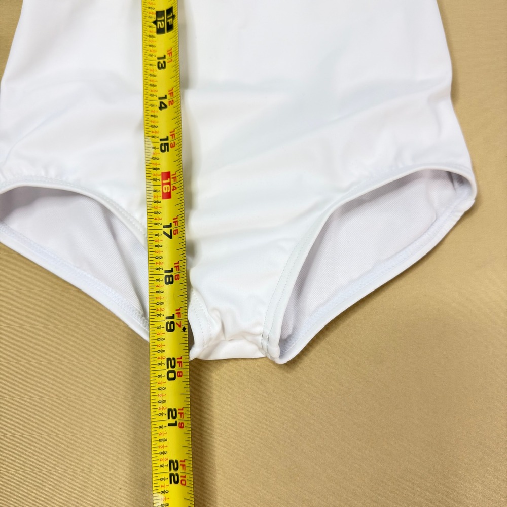 Balera‎ White Long Sleeve Mesh Double X-Back Dance Leotard IC Intermediate Child - Picture 5 of 9